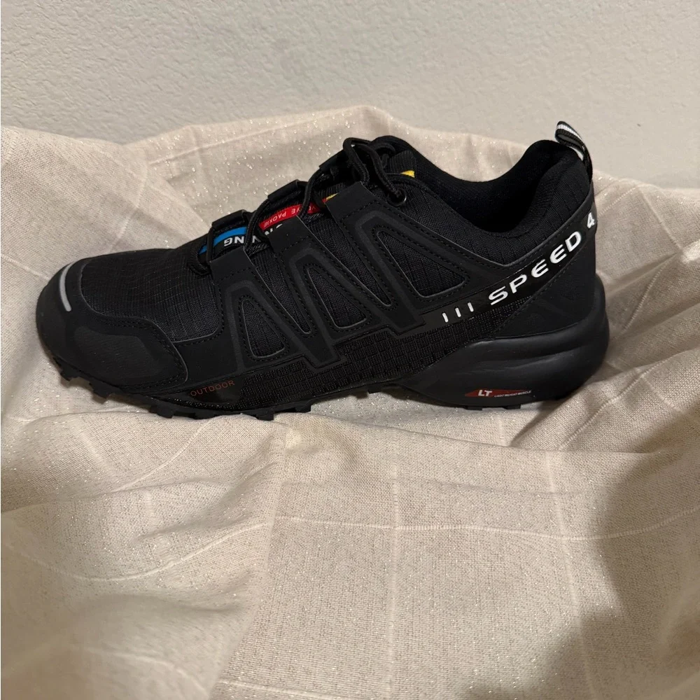 Black Running Sneakers with Colorful Accents